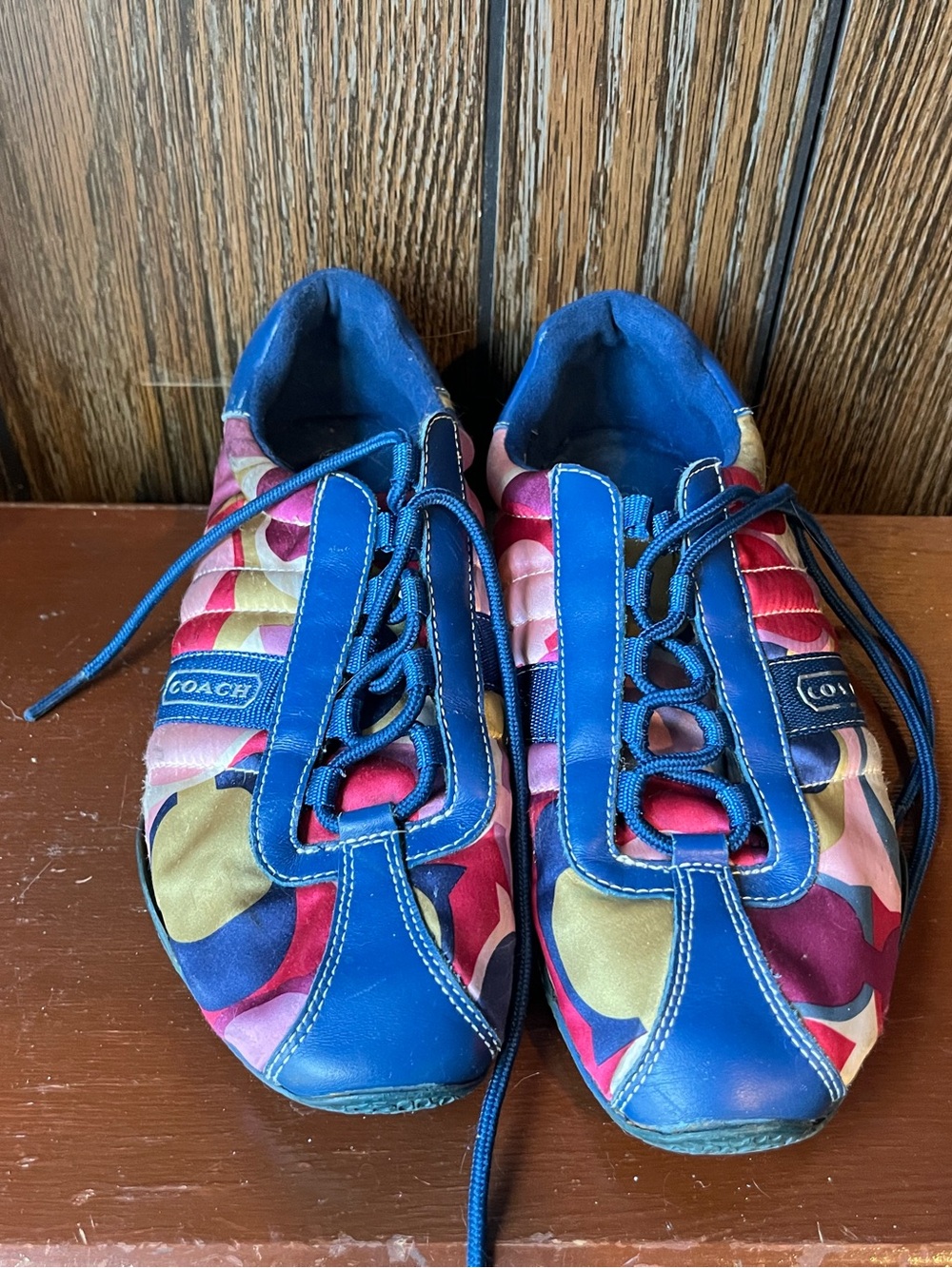 Used COACH Kate Multicolor Logo Sneakers Shoes Size 8